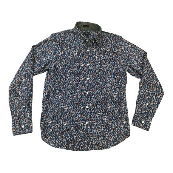 J crew men’s slim fit dress shirt 
Royal blue button down with floral pattern - Picture 1 of 5